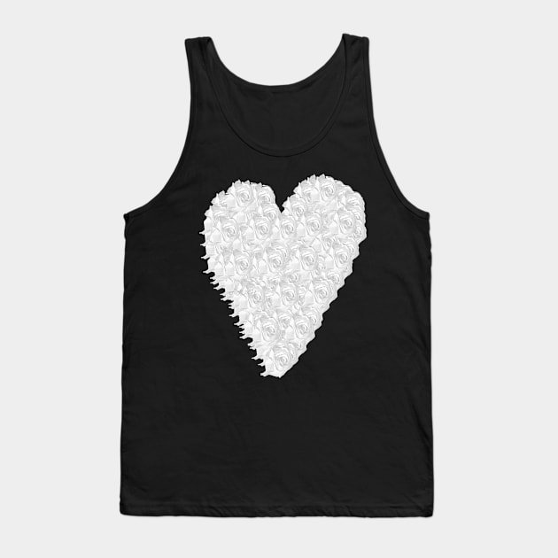 White Rose Heart Tank Top by Not Meow Designs 